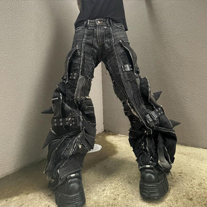 Diznew กางเกงยีนส์ทรงแบ็กกี้ไซส์ใหญ่พิเศษของผู้ชายกางเกงยีนส์ปักหมุดแฟชั่นสุดหรูสำหรับผู้ชาย - Product Image 2