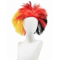 Perruque tricolore à pointes TQWS PB-543, fabriquée à la machine, densité 150 %, fibre synthétique basse température, pour événements sportifs et supporters