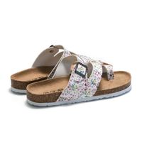 2025 petites pantoufles en liège floral pour les étudiantes chaussures de plage pantoufles de pin d'eau décontractées trois boutons