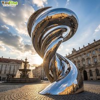 Escultura Espiral Abstracta de Acero Inoxidable, Pulida a Espejo, para Exteriores, Fuente Artística para Plaza Europea