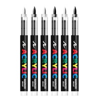 Lot de 12 marqueurs liquides à pointe souple pour art, blanc et noir, pour dessin, acrylique, pour le bricolage et l'accentuation