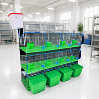 Cages d'élevage/engraissement/accouchements robustes à 12 compartiments pour lapins de races à poils longs avec alimentation/abreuvement automatiques