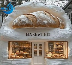 Sculpture de <span class=keywords><strong>croissant</strong></span> en fibre de verre pour façade de boulangerie, décoration artistique confortable et ludique pour devanture de magasin, statue en forme de pain - Product Image 6