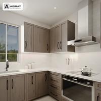 Armoire de cuisine Shaker en bois massif avec portes encadrées, aménagement en U, dimensions personnalisées, boîtes d'armoires en contreplaqué et rangement coulissant