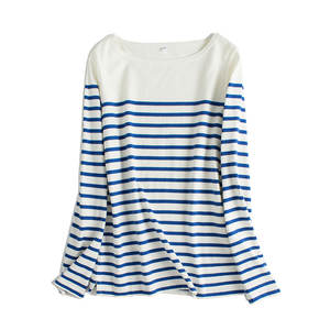 T-Shirt Marin Rayé <span class=keywords><strong>Rouge</strong></span> et Blanc pour <span class=keywords><strong>Femme</strong></span>, 100% Coton, Manches Longues, Personnalisable, Style Breton - Product Image 3