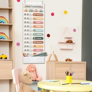 Tabla de horarios diarios, gráfico de bolsillo, rectangular vertical, de plástico, para gestión del tiempo, decoración para el aula, regreso a clases, color blanco - Product Image 5
