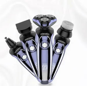 Sportsman barbeador elétrico multifuncional, barbeador digital com base e base, 4d