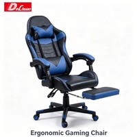 Chaise de jeu multifonction réglable avec bureau pour ordinateur portable, massage, chauffage, repose-pieds extensible, accoudoirs 4D et maille respirante