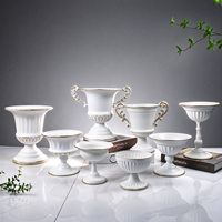 Pot de fleurs vintage de luxe en métal doré, centres de table de mariage, décorations de table, vase en fer texturé en relief, pour intérieur, maison, jardin, hôtel
