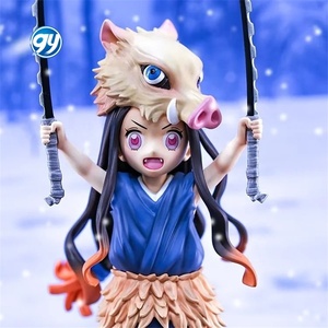 Demoned Slayer Nezuko <span class=keywords><strong>Cosplay</strong></span> <span class=keywords><strong>Inosuke</strong></span> cabeza de jabalí de pie Pose figura modelo en caja coleccionable <span class=keywords><strong>Anime</strong></span> estatua al por mayor - Product Image 2