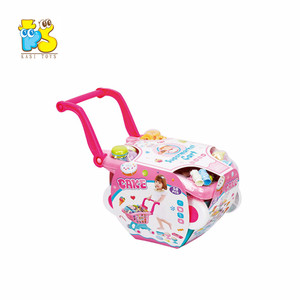Jouets de <span class=keywords><strong>supermarché</strong></span> roses pour enfants, ensemble de jeu d'imitation, chariot de courses en plastique - Product Image 3