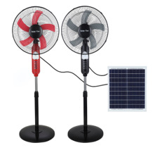 Ventilateur sur pied solaire rechargeable, moteur DC, télécommande, hauteur réglable, usage domestique, sans oscillation, économe en énergie - Product Image 2