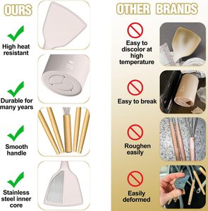 Juego de utensilios de cocina de silicona Umite Chef Khaki, 34 piezas, espátula con mango de madera resistente al calor, rallador, juego de utensilios de cocina antiadherentes - Product Image 6