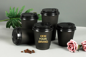 Wholesale Disposable 8oz Corrugated Ripple Wall Paper <b>Coffee</b> Cup with Lid for Hot Beverage <b>Takeaway</b> - Product Image 2