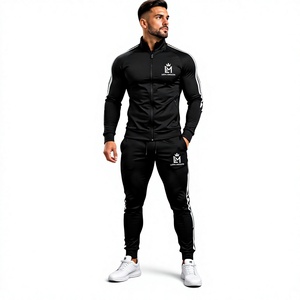 Survêtement Long Mission pour Hommes, Noir, Manches Longues, avec Logo et Poches Latérales, Respirant, Vêtement Casual d'Hiver, 100% Coton, Léger - Product Image 6