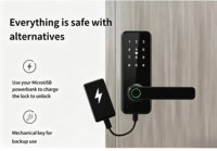 Serrure de porte intelligente haute sécurité avec accès biométrique rapide en 0,3s, noir mat, étanche, serrure électronique pour porte en bois ou en métal