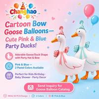 Ballon en aluminium en forme de canard blanc mignon avec chapeau d'anniversaire, idéal pour les photos de fête d'anniversaire d'enfants - Vente en gros