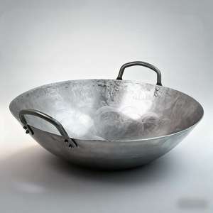 כלי בישול בעבודת יד ווק תחתון עגול סיני מסורתי ווק פלדת פחמן - Product Image 1