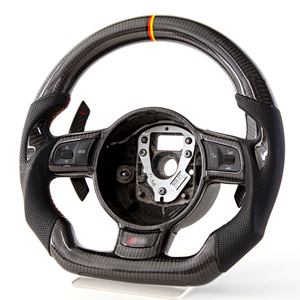 พวงมาลัยรถยนต์แบบกำหนดเองขายส่งสำหรับ R8 2007-2015 TT TTRS พวงมาลัยคาร์บอนไฟเบอร์แท้สุดหรูพร้อมแป้นเปลี่ยนเกียร์ - Product Image 3