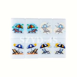 Jeu de Mahjong Américain Personnalisé à Thème <span class=keywords><strong>Plage</strong></span>, Peint à la Main, avec Gravures et Impressions Colorées, Tuiles de Mahjong, Ensemble Cadeau Artisanal - Product Image 5