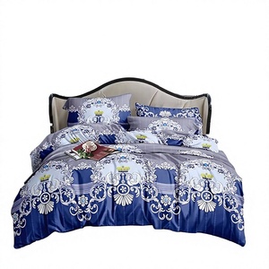 Parure de lit 4 pièces en coton tissé imprimé, toucher coton, avec housse de couette, 2 draps et 2 taies d'oreiller - Literie toutes saisons pour la maison - Product Image 3