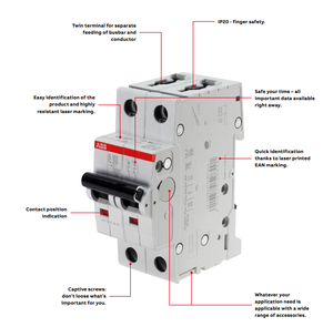 Interruptor Automático Miniatura (MCB) A-bbs Original S201-C80, 1 Polo, 80-100A, 10kA, Curva C, Plástico, para Automatización Industrial y Equipos Electrónicos - Product Image 3