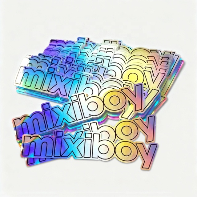 Custom Printed Holographic Logo Sticker Label Rainbow Effect Vinyl Waterproof Hologram Stickers