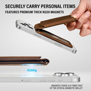 Porte-cartes en cuir véritable 4 pouces, fin, anti-RFID, compatible MagSafe pour iPhone - Product Image 2