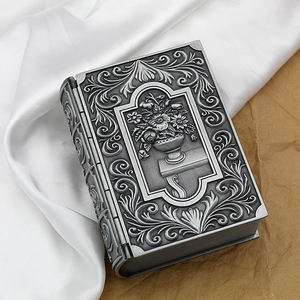 カスタムアンティーク高級スターリングシルバー長方形リングボックス卸売高級金属装身具小型ジュエリーケースアンティーク模倣 - Product Image 2