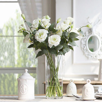 Fleur artificielle d'Eustoma en soie artificielle, fleur de rose japonaise des prairies, de gentiane texane, à quatre branches