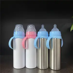 8 unzen 240ml baby Kleinkind DIY weiß rohlinge sublimation doppelwandige edelstahl baby fütterung flaschen Für Wärme Drücken druck