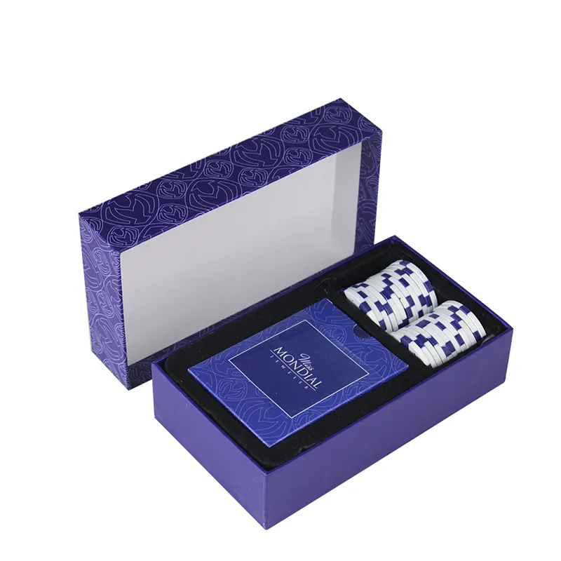 Custom Druck Poker Chips und Poker Spielkarten Set in einer Geschenk Box
