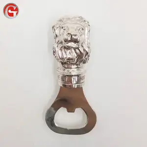 Personnalisé de haute qualité en alliage de zinc matériel tête de lion ouvre-bouteille ouvre-bière en métal avec couleur argent plaqué
