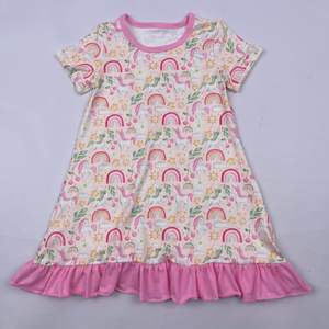 Vestido de Fiesta al por Mayor para Niñas, Bebés y Niños Pequeños, Vestido Tipo Camiseta sin Mangas con Estampado Floral - Product Image 3