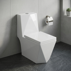 Inodoro de Cerámica Contemporáneo de Una Pieza con Doble Descarga, Ahorro de Agua, con Sifón en S y Sifón en P, Montado en el Suelo, para Baño - Product Image 6
