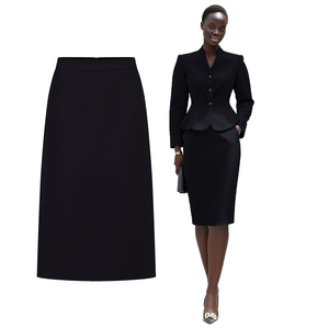 High-End Fashionable <b>Black</b> Breathable Knee-Length <b>Wrap</b> Skirt Women Soft Comfortable Spandex Digital Print Design Formal - Product Image 1