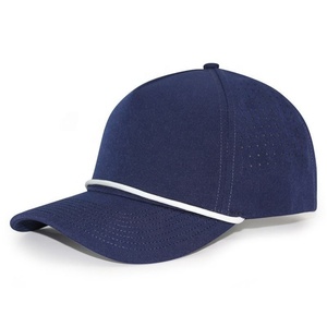 Casquette de baseball haut de gamme personnalisée à 5 panneaux avec logo brodé en caoutchouc, imperméable, découpée au laser et perforée - Product Image 1