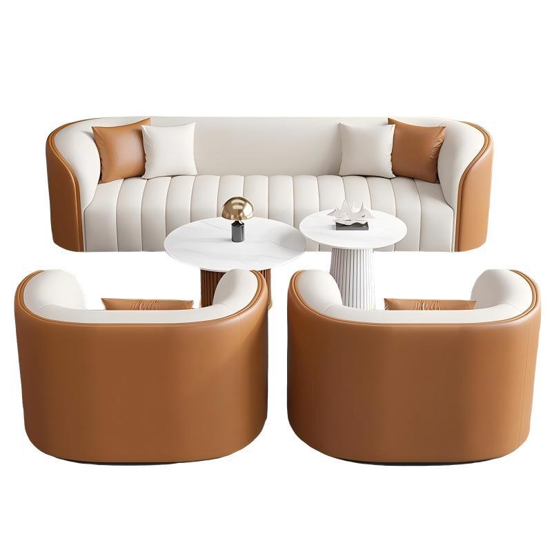 Conjunto de sofá de cuatro plazas (2 asientos individuales, 2 mesas de centro) (naranja)