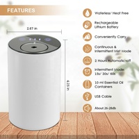 Diffuseur de voiture USB rechargeable 10 ml, diffuseur d'huiles essentielles portable sans eau avec garantie d'un an pour les voyages