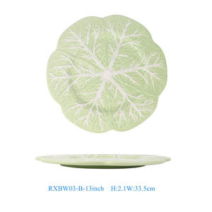 RXBW03-B-C-13inch Assiette de vaisselle en céramique rose <span class=keywords><strong>et</strong></span> blanche de haute qualité motif Bok Choy en Stock pour la cuisine de cadeaux de fête de mariage - Product Image 6