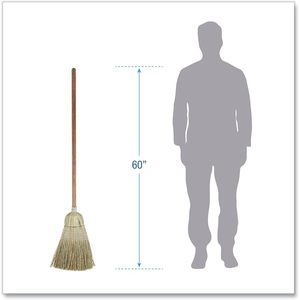 Escoba para pisos duros Boardwalk BWKBR10002 de 60 pulgadas, con cerdas de fibra sintética color gris/natural, mango de madera, 6 por caja - Product Image 3