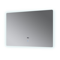 Miroir de salle de bain intelligent LED moderne sans cadre avec fonction anti-buée, capteur tactile rétroéclairé et affichage numérique pour coiffeuse
