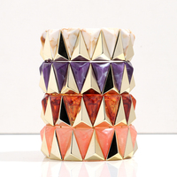 Bracelet Perlé en Résine Élastique Style Luxe 2025, Accessoires Géométriques Colorés, Bracelets Tendance pour Femmes et Filles