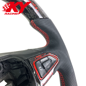 Volant sport racing personnalisé en cuir et fibre de carbone forgée rouge, compatible avec Ford Focus MK3 ST/RS/Active/ST Line - Product Image 2
