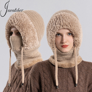 Jxwatcher Ensemble <span class=keywords><strong>Bonnet</strong></span>, Écharpe <span class=keywords><strong>et</strong></span> Masque en Tricot Polaire Doublé pour le Ski, <span class=keywords><strong>Bonnet</strong></span> 3 en 1 pour Femmes avec Écharpe <span class=keywords><strong>et</strong></span> Masque - Product Image 1