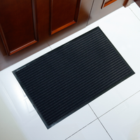 Tapis de porte d'entrée classique, barres doubles côtelées avec support en PVC, 1 pièce