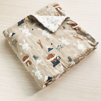 Nouvelle couverture en peluche pour bébé à double couche avec motif de dessin animé, couverture quatre saisons