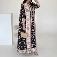 Robe d'été pour femmes du Moyen-Orient Abaya arabe grande taille avec veste plissée imprimée Miyake pour vêtements musulmans