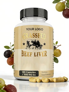 Cápsulas de Hígado de Res Alimentado con Pasto Natural, Certificado GMP, 180 Cápsulas, 500 mg EA para Apoyo Nutricional - Product Image 1