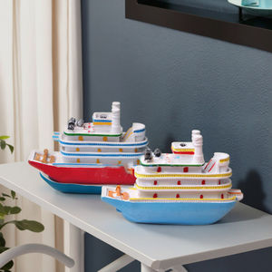 Accessoires d'aquarium de série d'océan de style méditerranéen Table de sable psychologique Navire de croisière en résine pour le transport de Noël - Product Image 4